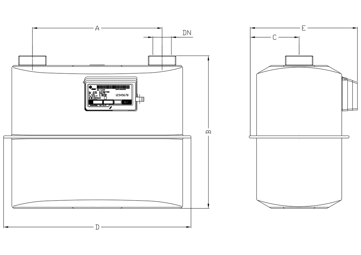 Gazomierz-BK-G10M-A280-V6,0 wymiary