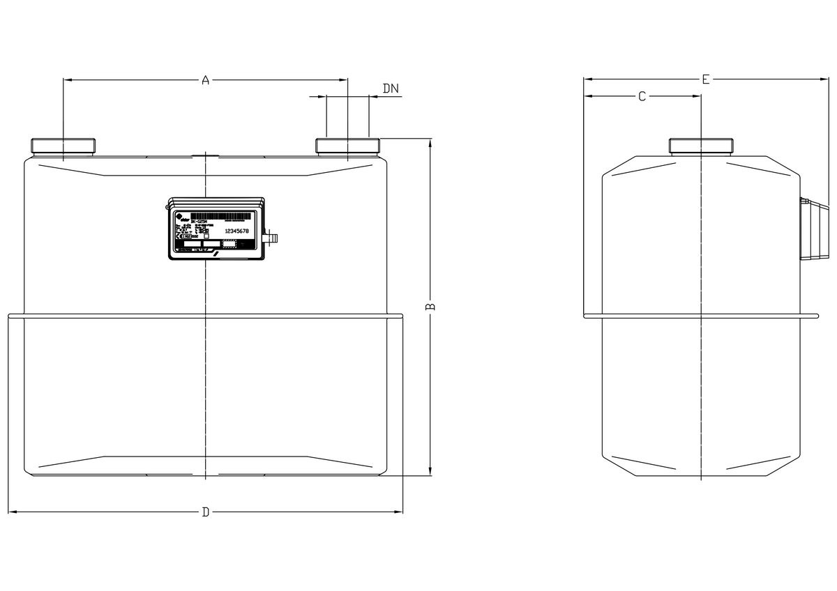 Gazomierz przemysłowy BK-G25M A335 Wymiary